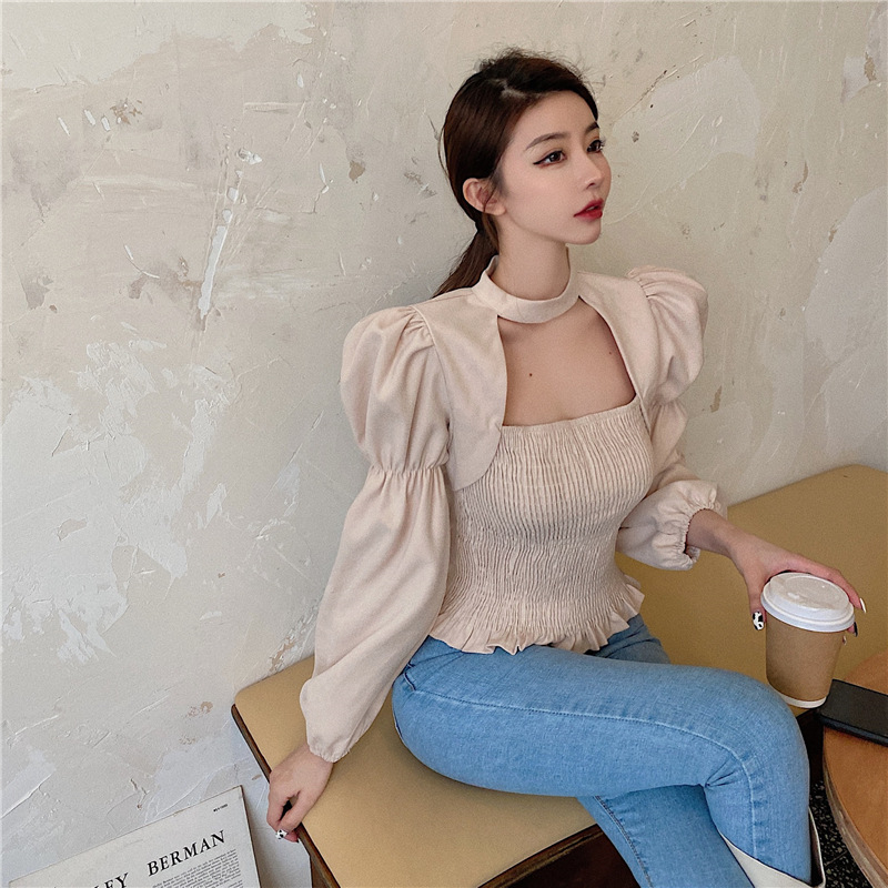 Lantern Sleeve Square Neck Shirt Top