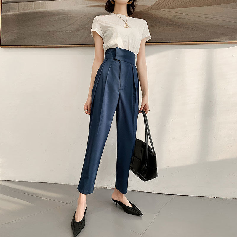 Summer Thin Waist Thinner Korean Suit Nine-point Carrot Pants