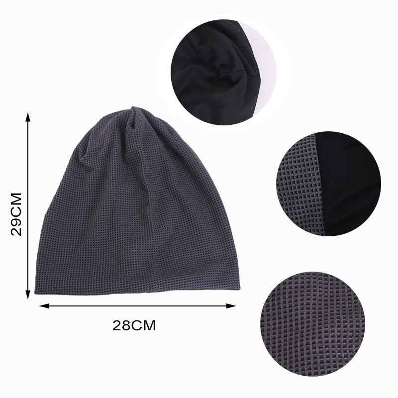 New Cotton Beanie Hat Double Layer Warmer Check Couple Unisex Slouchy Baggy Hat Chemo Turban Headcover