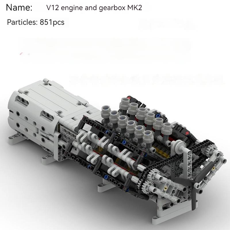 Title 3, Wood MOC-43833 V12 Engine With Gearbox Mk2 Gene...