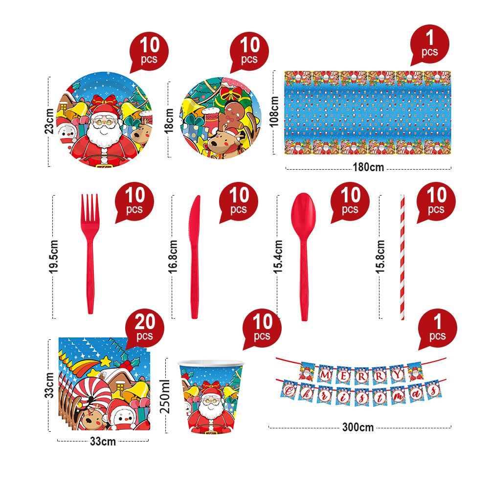 10-Piece Christmas Tiered Tray Decor Set – Festive Tabletop Ornaments for Holiday Home Styling