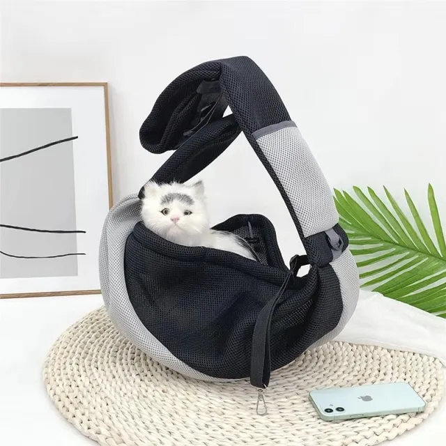 Cat And Dog Travel Portable Messenger Shoulder Bag Breathable Mesh Black - Shop at LoveMi