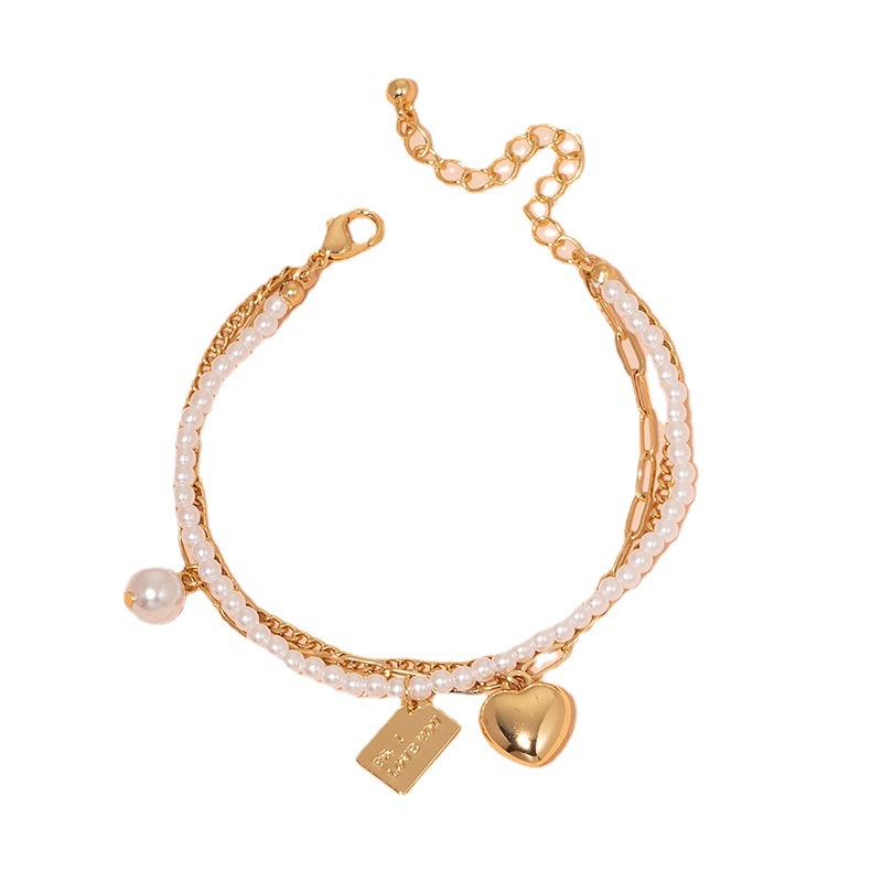 Three Layers Of Love Pearl Multi-layer Bracelet Women