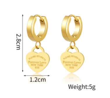 Title 1, Titanium Steel Heart Alloy Earrings For Women