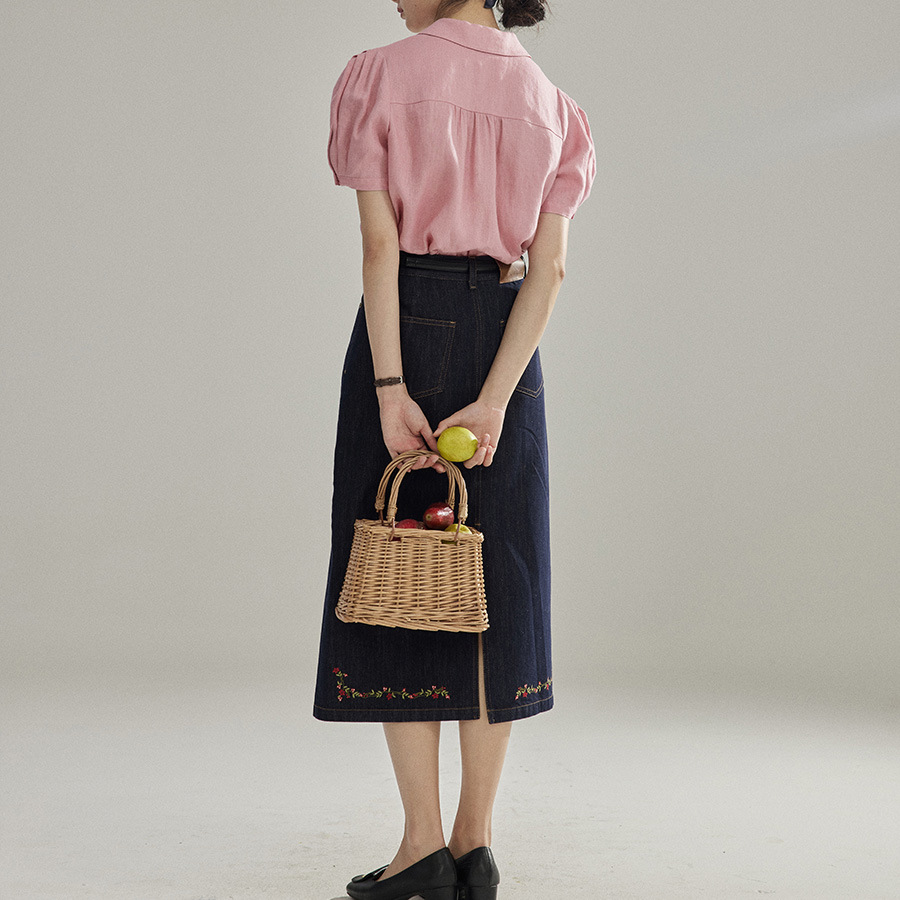 Vintage Puff Sleeve Ladies Short Sleeve Shirt Top