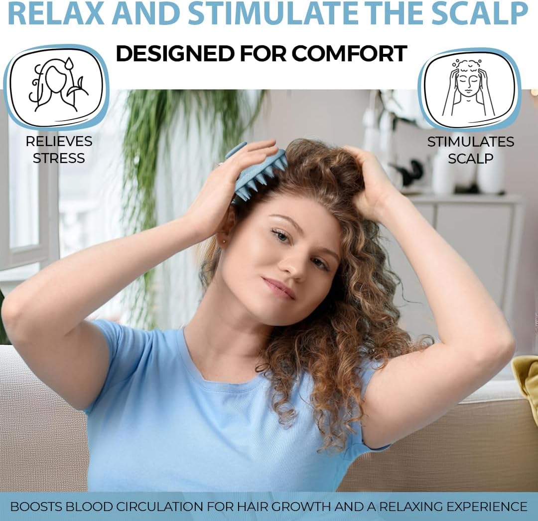 فرشاة تدليك فروة الرأس - مقشرة سيليكون لإزالة القشرة وتحفيز نمو الشعر، مناسبة للشعر الرطب والجاف، فرشاة شامبو للرجال والنساء