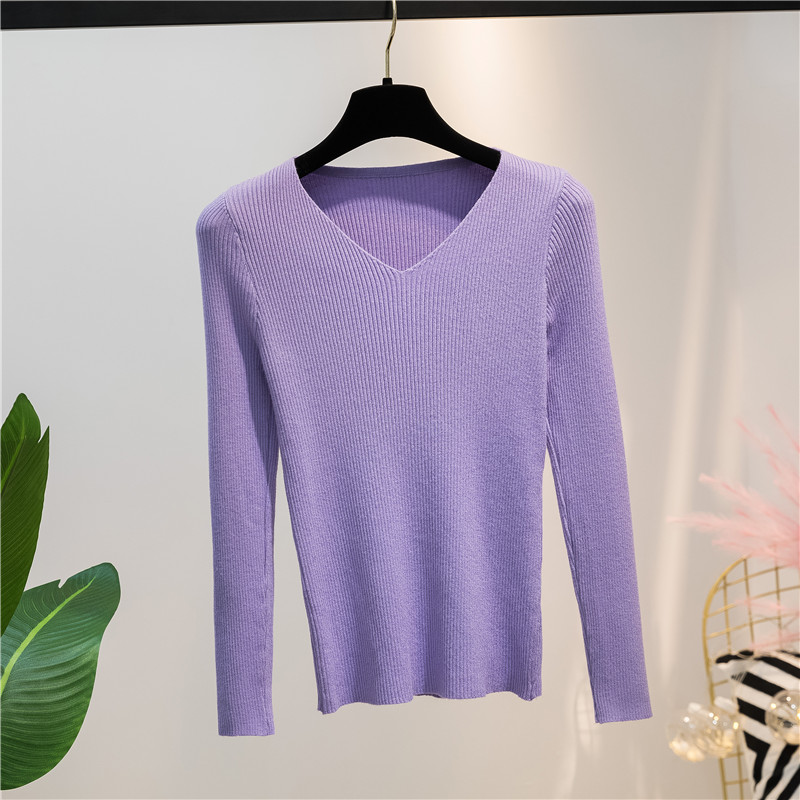 Title 4, Autumn and Winter V-neck Knitted Long-sleeved S...