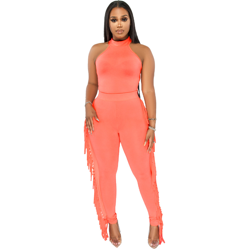 Fashion Sexy Tank Top Tassel Set