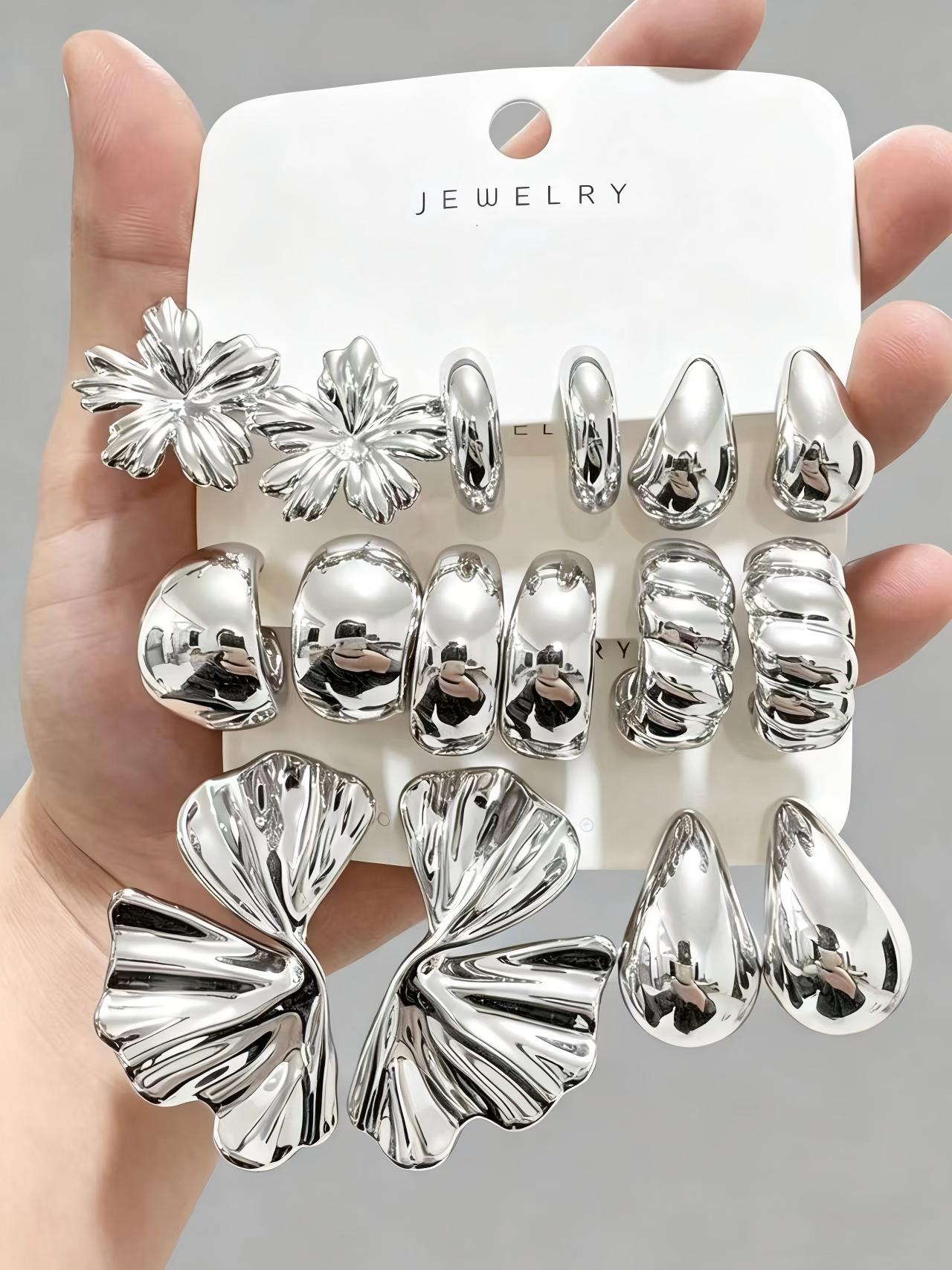 INS Style Luxury Geometric Hoop & Stud Earrings For Women, Vacation Statement... 2