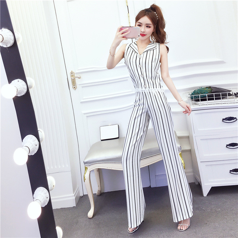 Thin Striped Top Slim Trousers Ladies Suit