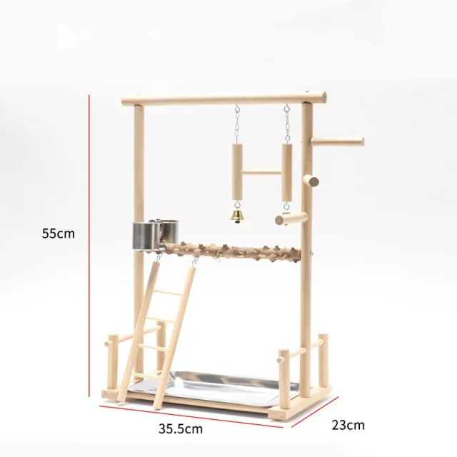 Bird Playground Interactive Platform Stand Pole Solid Wood Frame No.6 - Shop at LoveMi