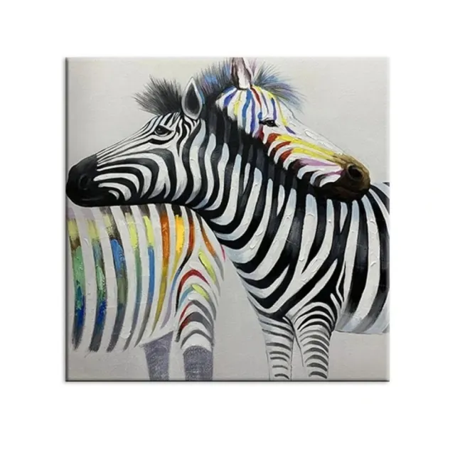 Handmade Oil Painting Canvas Wall Art Decoration Modern Animal Abstract Colorful Couple Zebras For Fashion Home Interior Decor Rolled Frameless Uns... Without Inner Frame - Shop at LoveMi