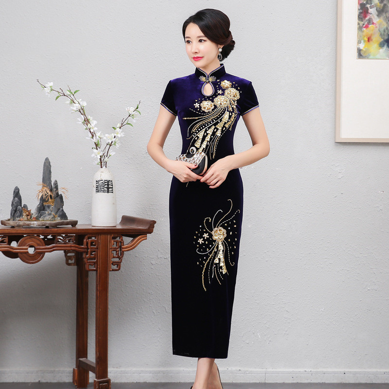Beaded Long Cheongsam Dress, picture 4 of 7