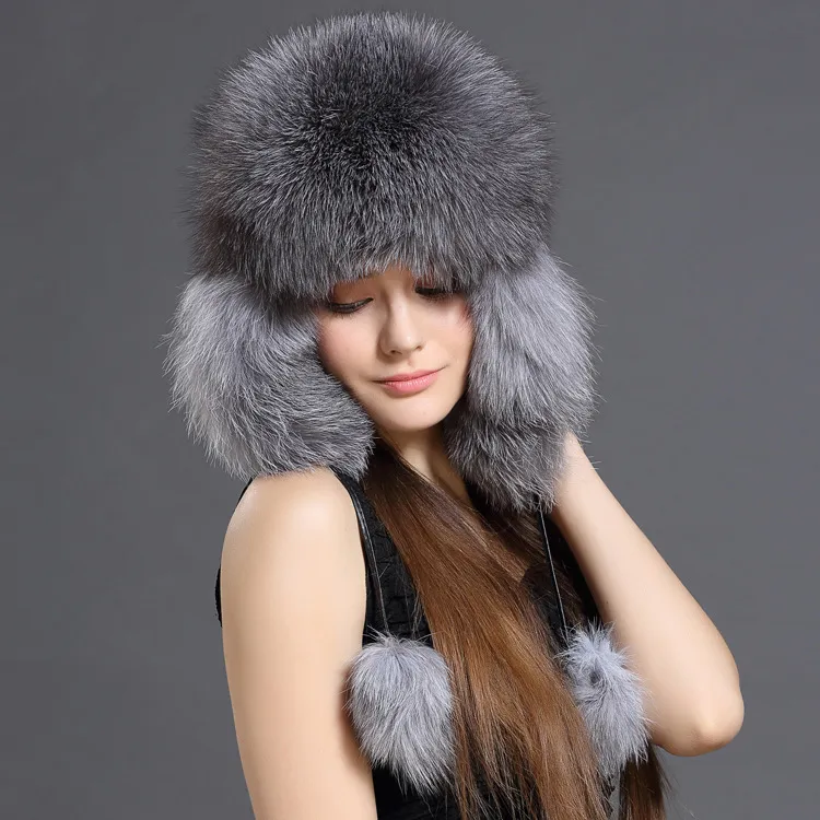 Autumn And Winter Korean Fox Fur Lei Feng Hat Trend - Silver Fox