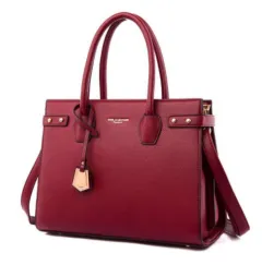 Solid Color Zipper Clutch PU Clutch Shoulder - Red - View 1