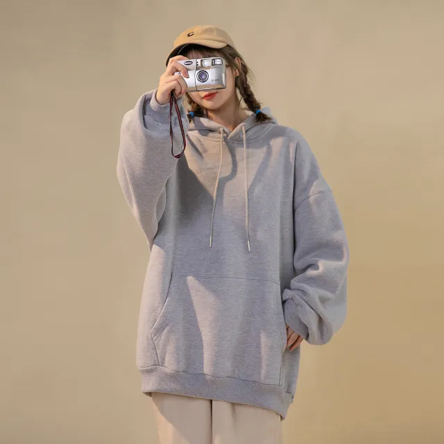 Style Pure Color Hooded Purple Loose T Autumn Spring And Autumn Thin Long Sleeved Women Grey - Shop at LoveMi