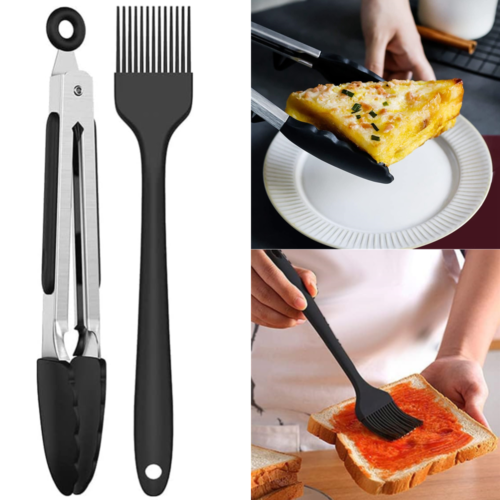 Silicone Kitchen Food Cooking Utensil Salad Air Fryer BBQ Clip Oil Brush - Image 1