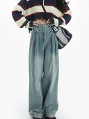 Pleated Jeans-L