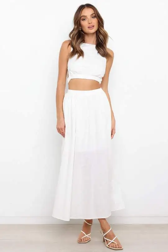 Temperament Commuting Solid Color Slim Pleated Skirt White - Shop at LoveMi