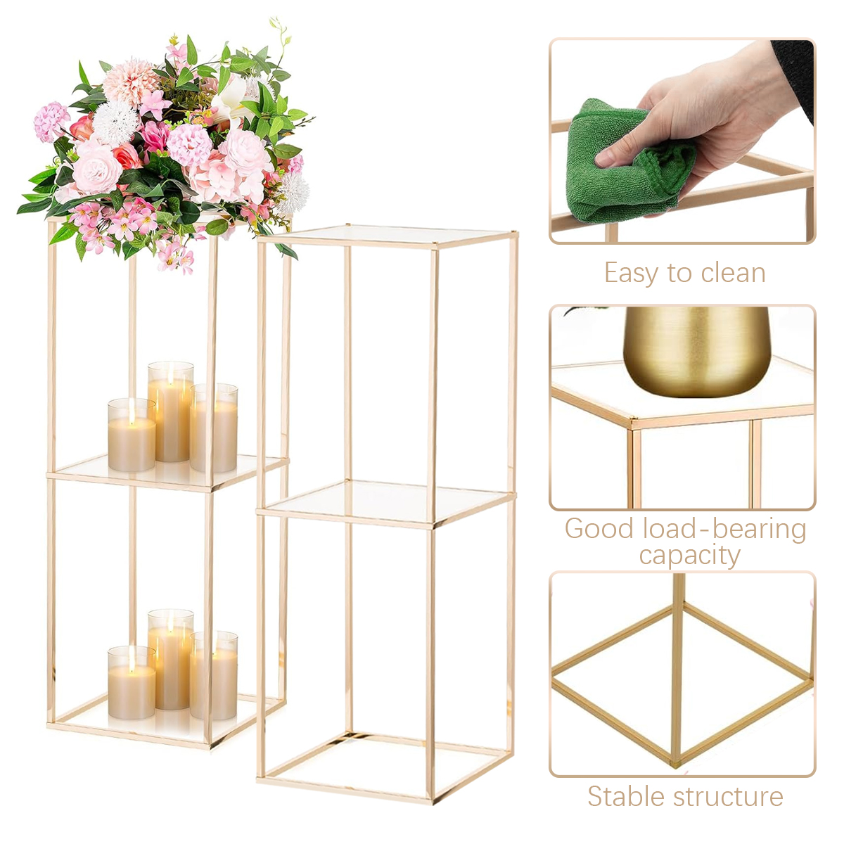 2Pcs 31.5inch Gold Flower Stands_voghion.com