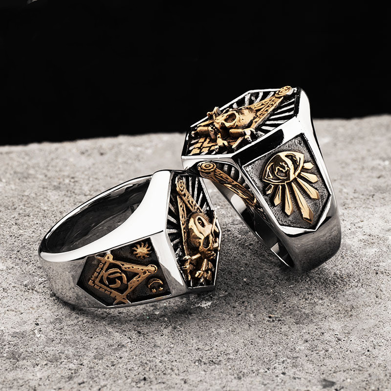 Skull Punk European And American Titanium Steel Complex Ring