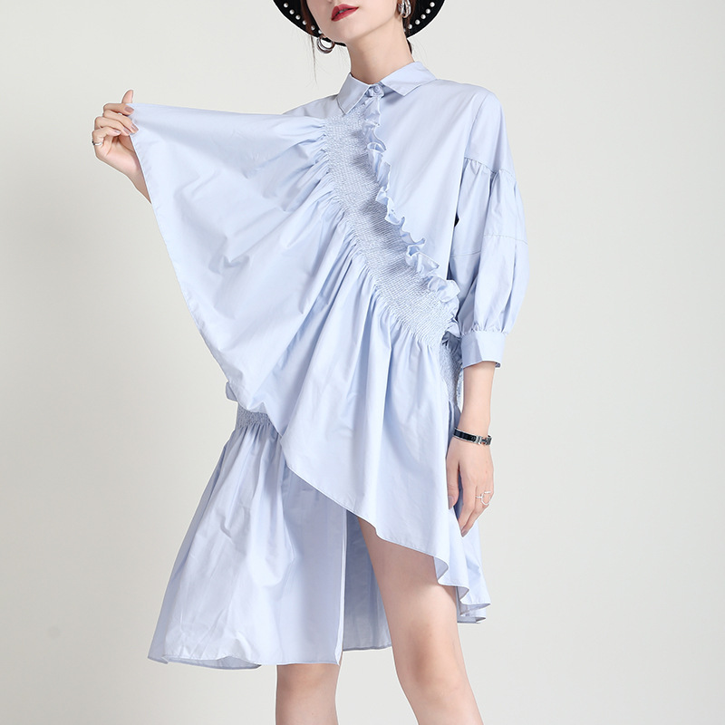 This Dark Style Niche Design Sense Mid-length Shirt Skirt