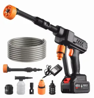 48V Water Gun Spray Cleaner Car Washer, 6 In 1 Nozzle, Handheld High Pressure Washer For Car Floor Garden Cleaning And Watering