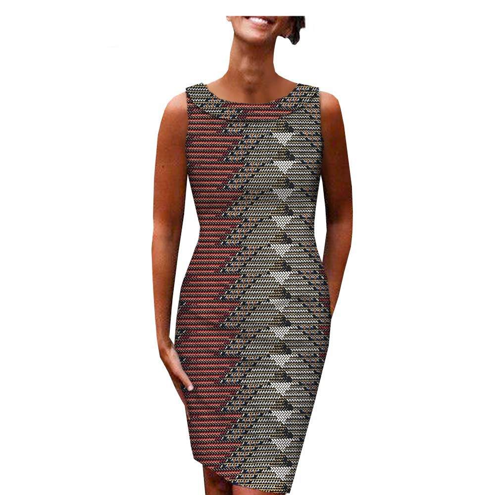 Ethnic  Printing Batik Cotton Ladies Plus Size Dress