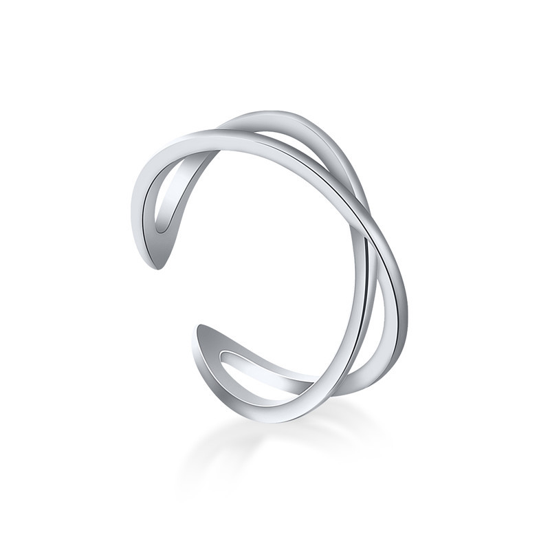 Title 5, Sterling Silver Creative Simple X Cross Ring