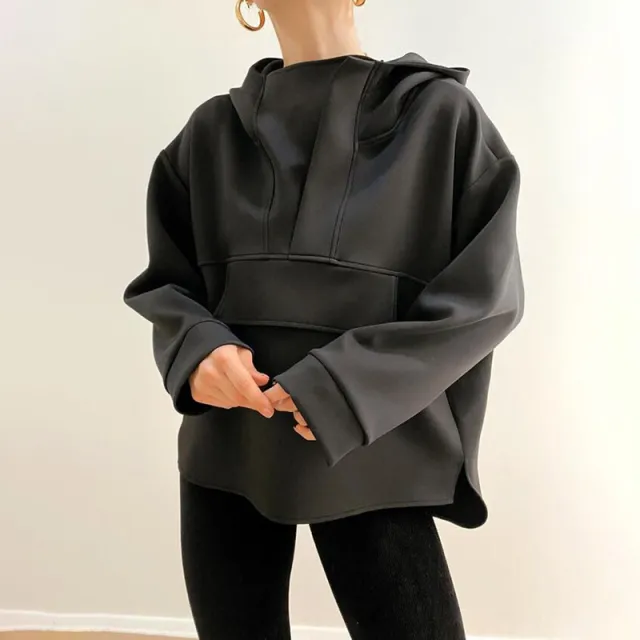 Fall New Style Casual Design Big Pocket Loose Top Black - Shop at LoveMi