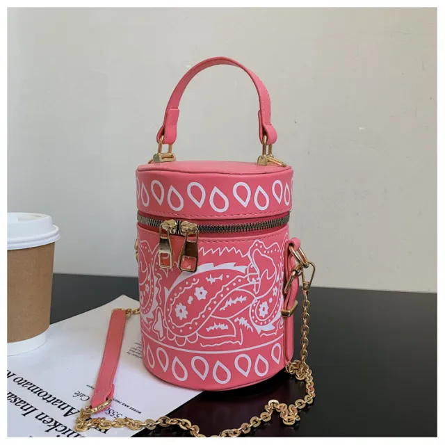 PU Bucket Bag Large Capacity One Shoulder Messenger Pink - Shop at LoveMi