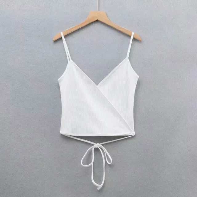 Cross V neck Tie Vest Women Ins European And American Slim Short Camisole White - Shop at LoveMi