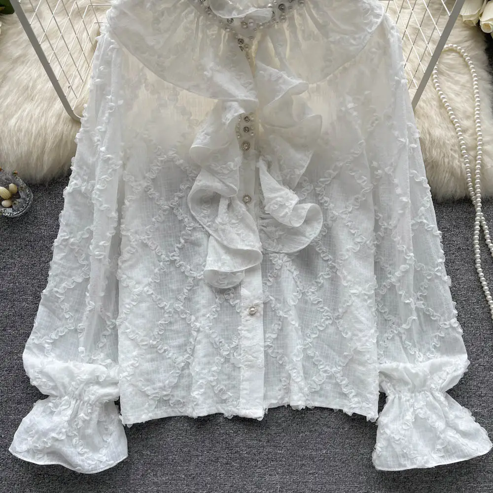 Ruffled Flared Sleeve Shirt Autumn Jacket