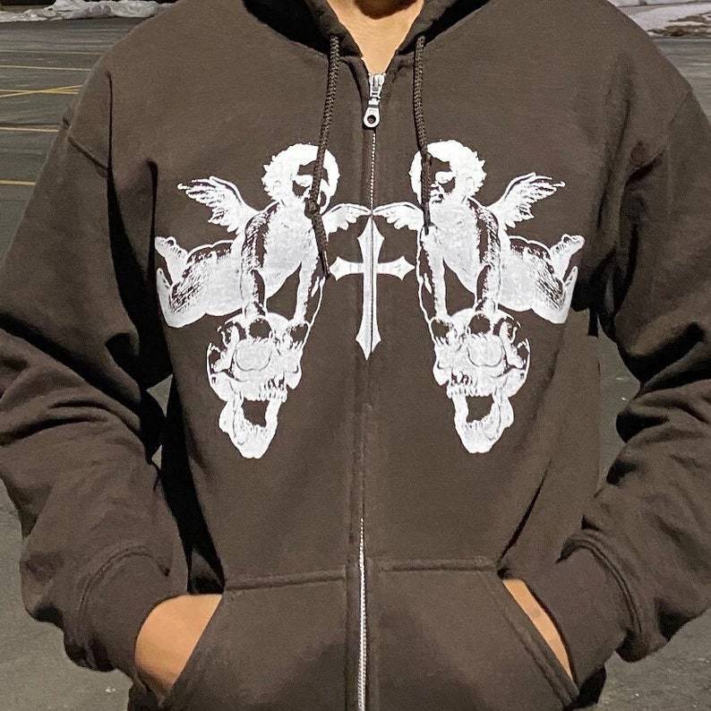 Title 5, Mens Angel Print Loose Hoodie Sweatshirt, offe...