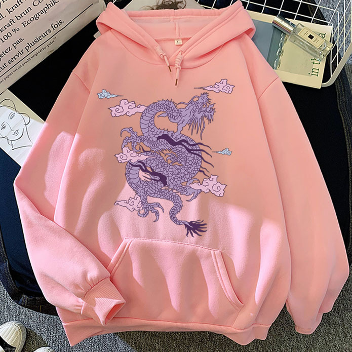 Title 10, Purple Dragon Cloud Printed Hooded Hoodie