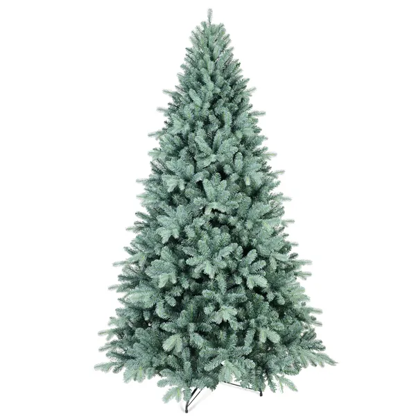 Artificial 8ft Blue Green Tint Christmas Tree With 2458 PE PVC Mixed Branch Tips, Memory Wire Iron Wire, Hinged Premium & Foldable Base For Indoor ... Default Title - Shop at LoveMi