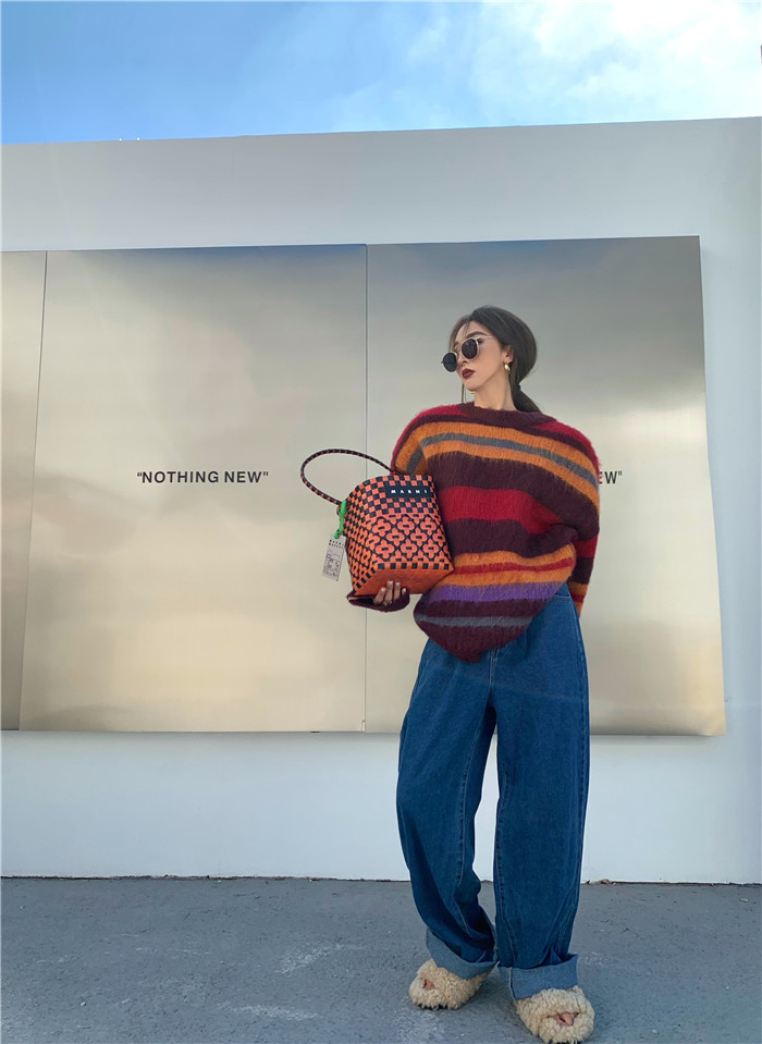 Casual Loose Round Neck Pullover Knitted Sweater