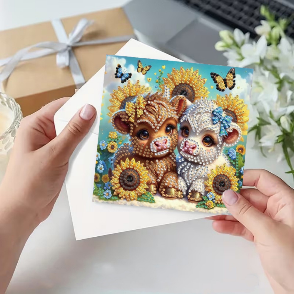 DIY Diamond Painting Kit Birthday Card Kit, Unique Animal Pattern Design, Water Diamond Painting Art Mosaic Postcards, Festival Cards Perfect For Families, Friends, And Lovers, Handmade Gifts