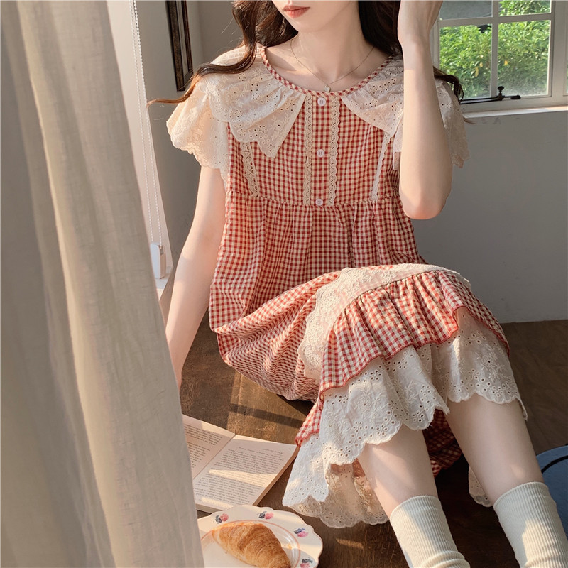 Title 4, Lace Sweet Lace Princess Plaid Outerwear Nightd...