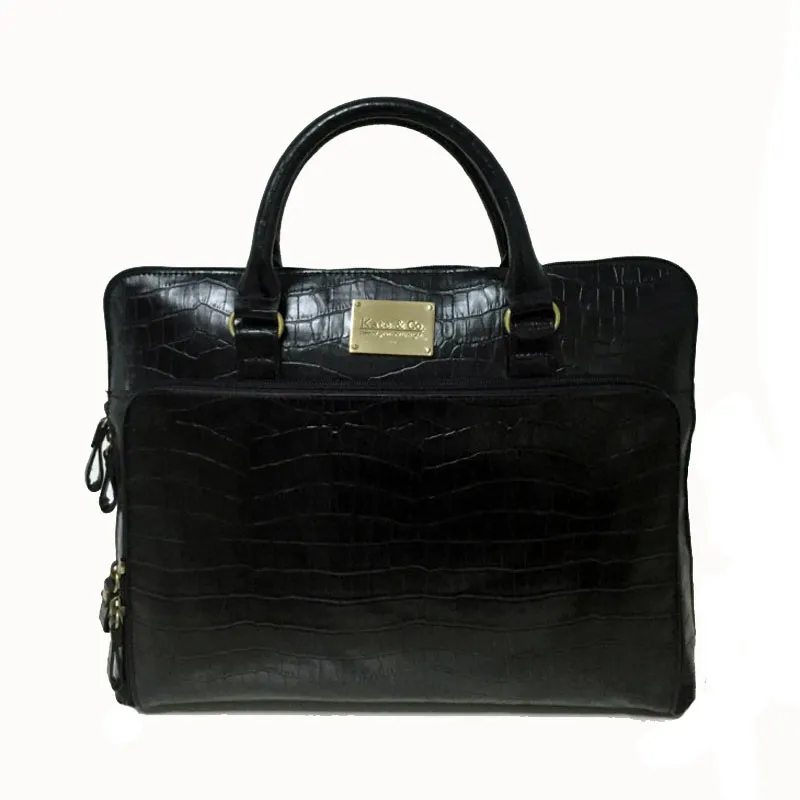 Ladies Faux Leather Versatile Laptop Briefcase - Black