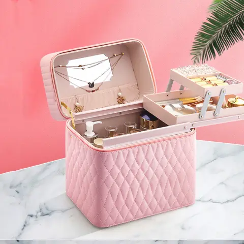 Large Capacity Korean Style Portable Cosmetics Storage Box Travel