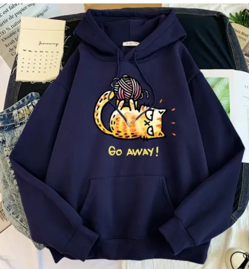 Creative Personality Pattern Hooded Sweater Blue - Shop at LoveMi