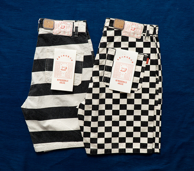 Made Old Canvas Striped Checked Khaki Crew Deck Cargo Shorts