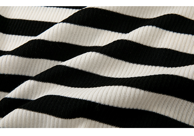 Title 4, Sailor Collar Striped Long-sleeved Knitted Card...