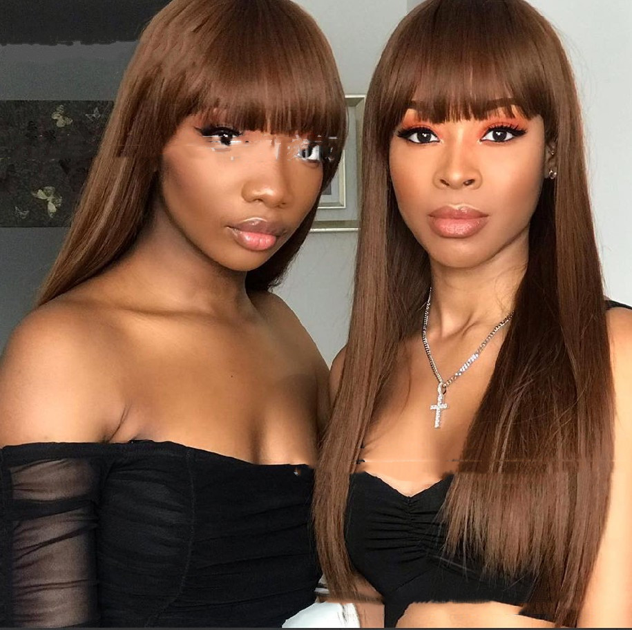 Qi Bangs Black And Brown Long Straight Hair — foto 2