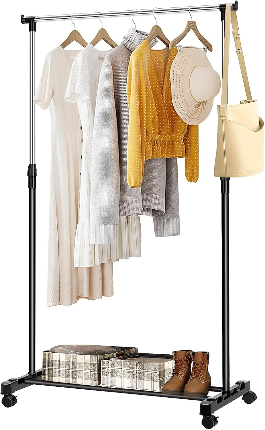 Heavy Duty Metal Single Rail Clothes Garment Hanging Rack Shelf Display Stand