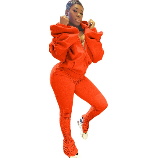 Women Sportswear Set Long Sleeve Autumn Tracksuit Orange - Shop at LoveMi