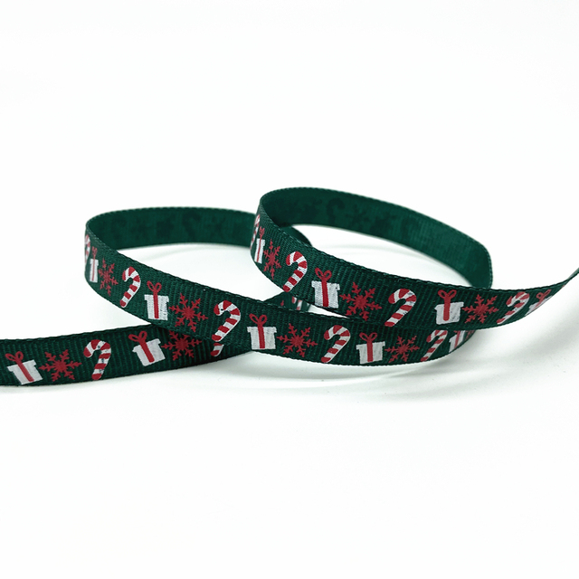 Size 5 10mm Christmas Ribbon Printed Grosgrain Ribbon