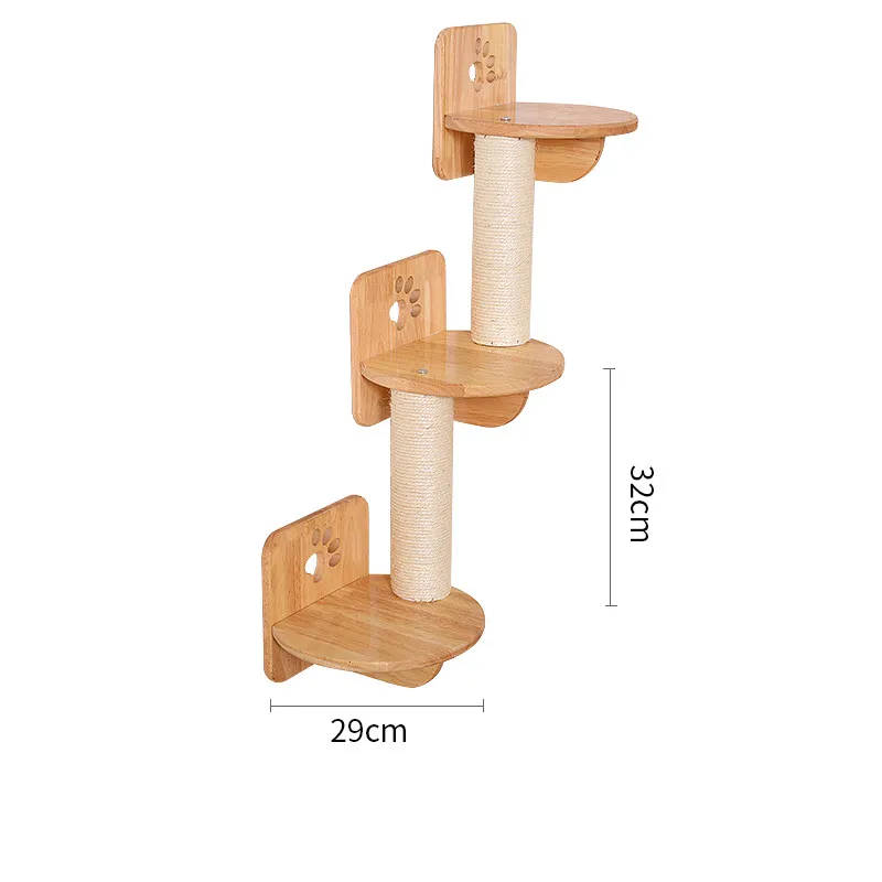 Solid Wood Wall Mounted Sisal Pole Cat Toy Platform Grabbing Board Grinding Grabbing - G