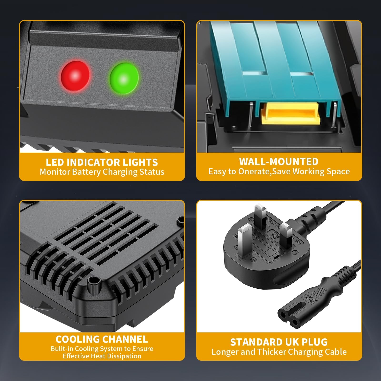 Dual Fast Charger For  18V Li-Ion Battery BL1860 BL1830 BL1850 BL1840 NEW — foto 7